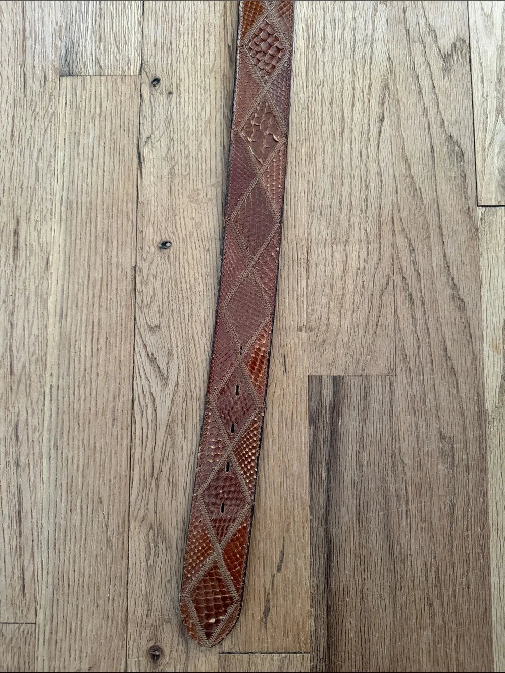 Vintage Tony Lama Patchwork Snakeskin Leather Western Belt Strap Size 38